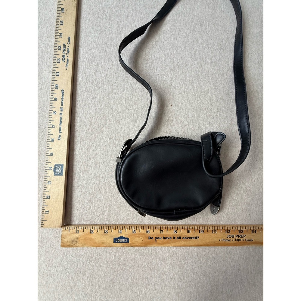 Urban Outfitters Black Western Buckle Oval Crossbody Bag Faux Leather Silver